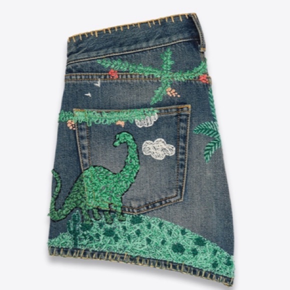NEw Saint Laurent embroidered denim shorts - Picture 4 of 8